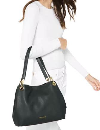 michael kors raven pebble leather tote dark atlantic|MICHAEL Michael Kors Raven Large Pebbled Leather Shoulder .